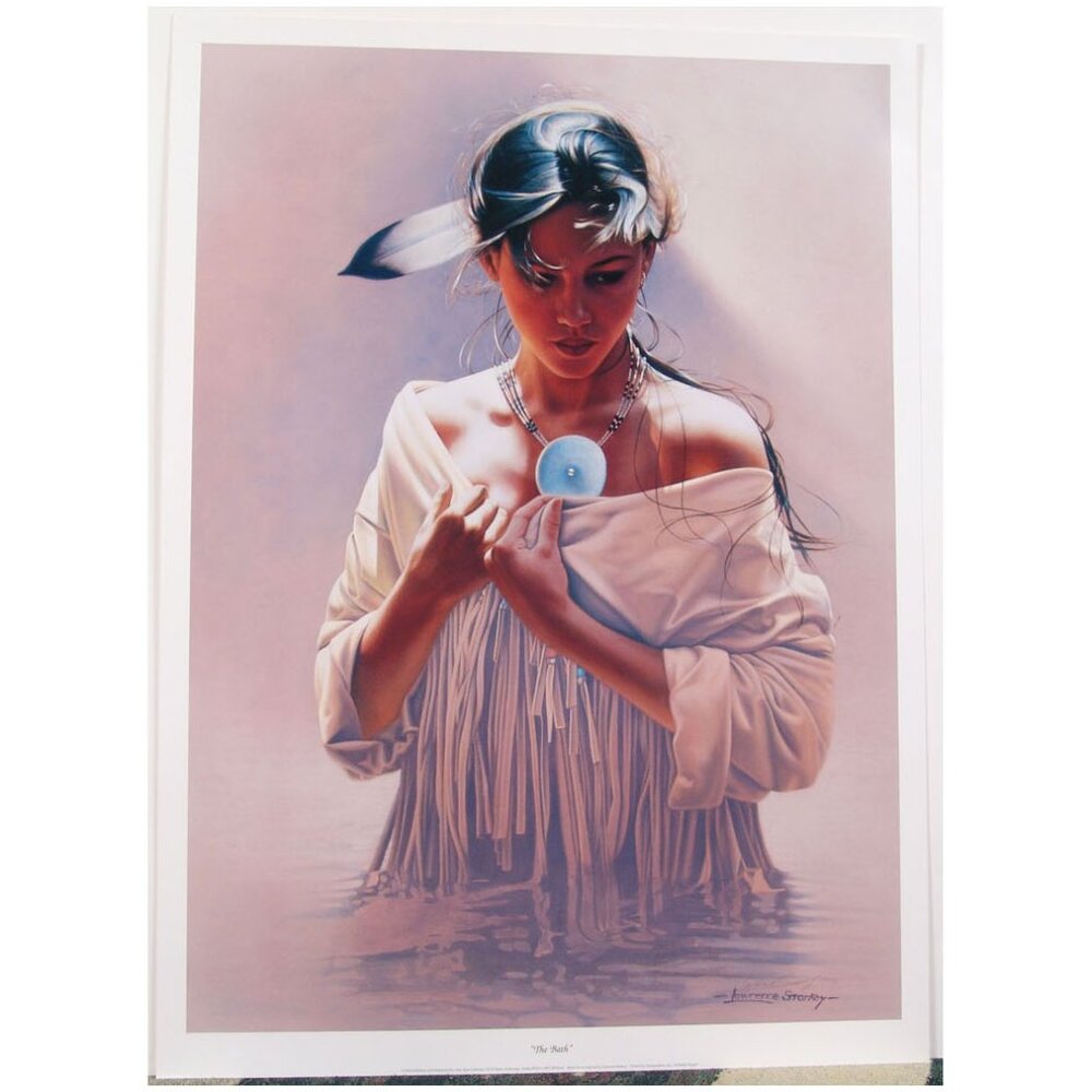 Vtg OOP 1995 S/N Print - Lawrence Starkey THE BATH Indian Princess Ltd Edition